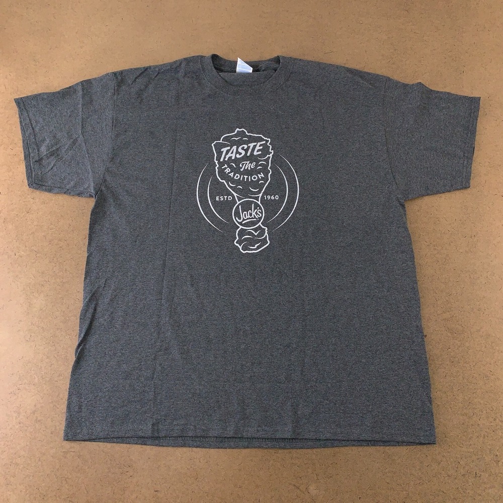 Men's Size XL Charcoal Jack's Chicken Taste The Tradition Graphic T-Shirt New